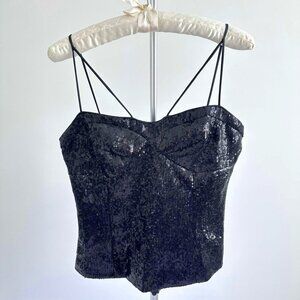 EUC Twentyone Black Sequin Bustier, Size M